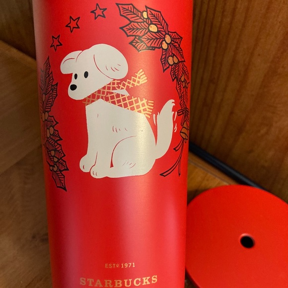 Starbucks Puppy Stainless Steel 20 oz Red Cup - Picture 2 of 3